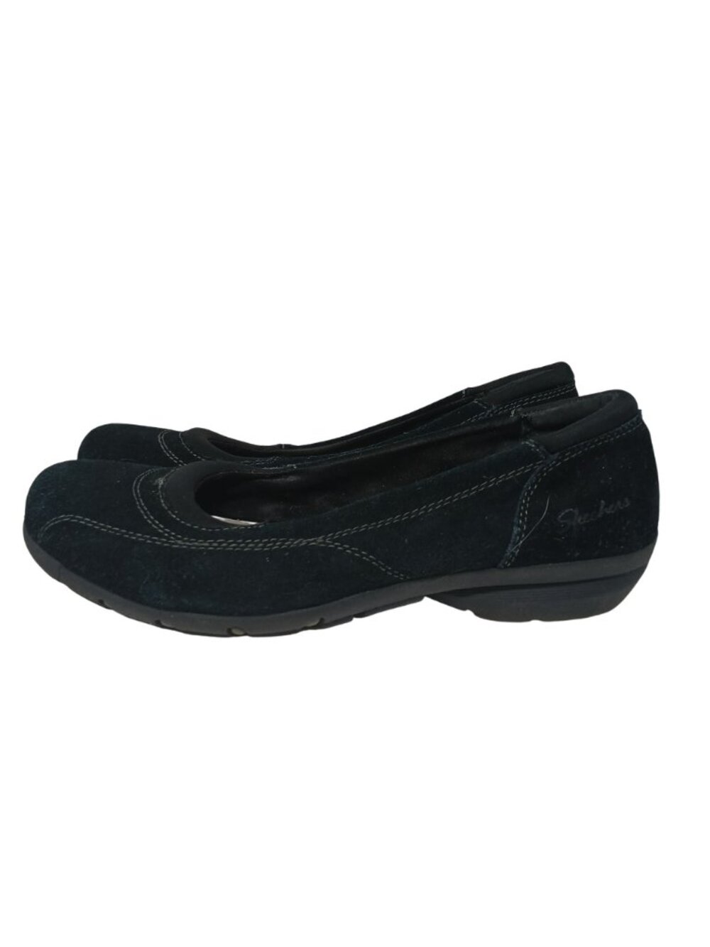 Skechers Relaxed Fit Black Suede Slip-On Womens Flats Size 9 Comfort Shoes #7-9 - Picture 2 of 13